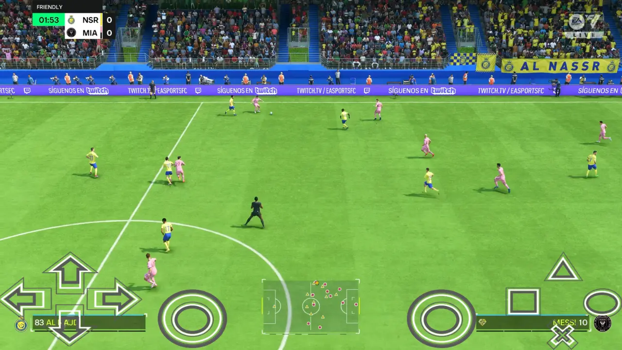 Screenshot from FC24 Mobile game showing graphics quality and smooth controls